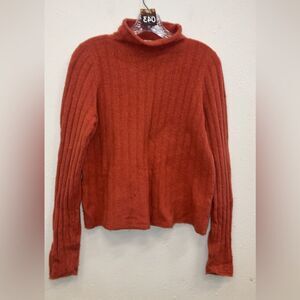 Madewell merino wool alpaca Rust Ribbed Turtleneck Sweater Medium #723